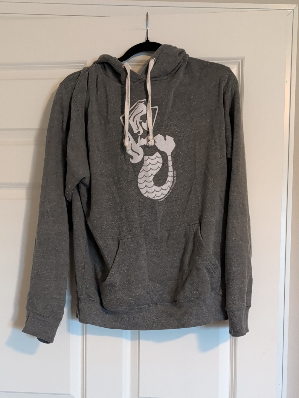 Gray Women's Hooded Sweatshirt with White Graphic